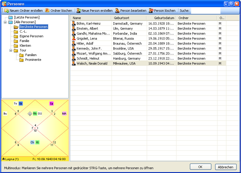 Vedische Astrologie Software - Jyotish - APA Ultimate Edition: Datenablage